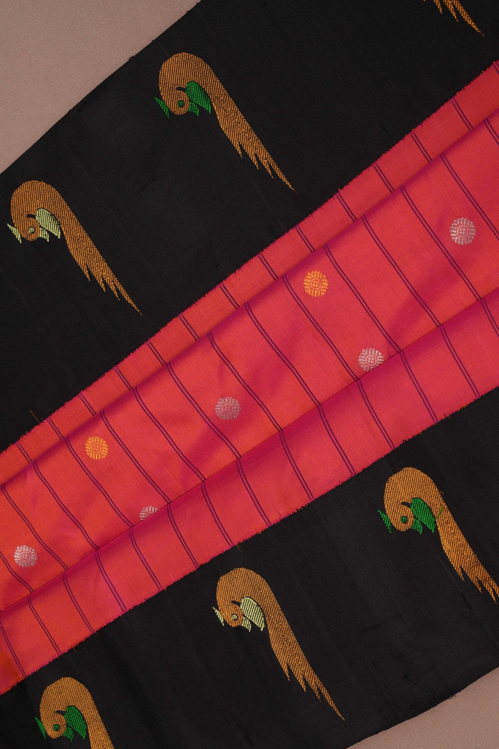 Image of Gadwal Silk Fuchsia Pink Saree